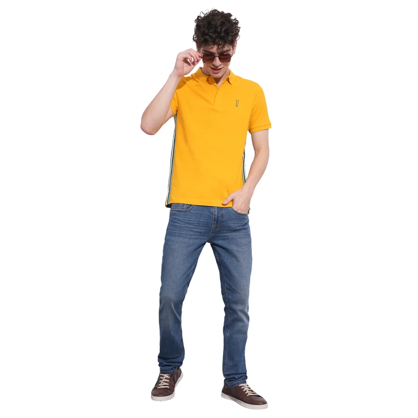 Mustard Regular Fit Men's Polo T-Shirt by Being Human Clothing - Image 4