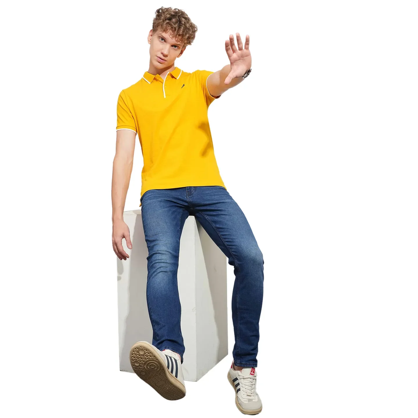 Mustard Regular Fit Men's Polo T-Shirt by Being Human Clothing - Image 4