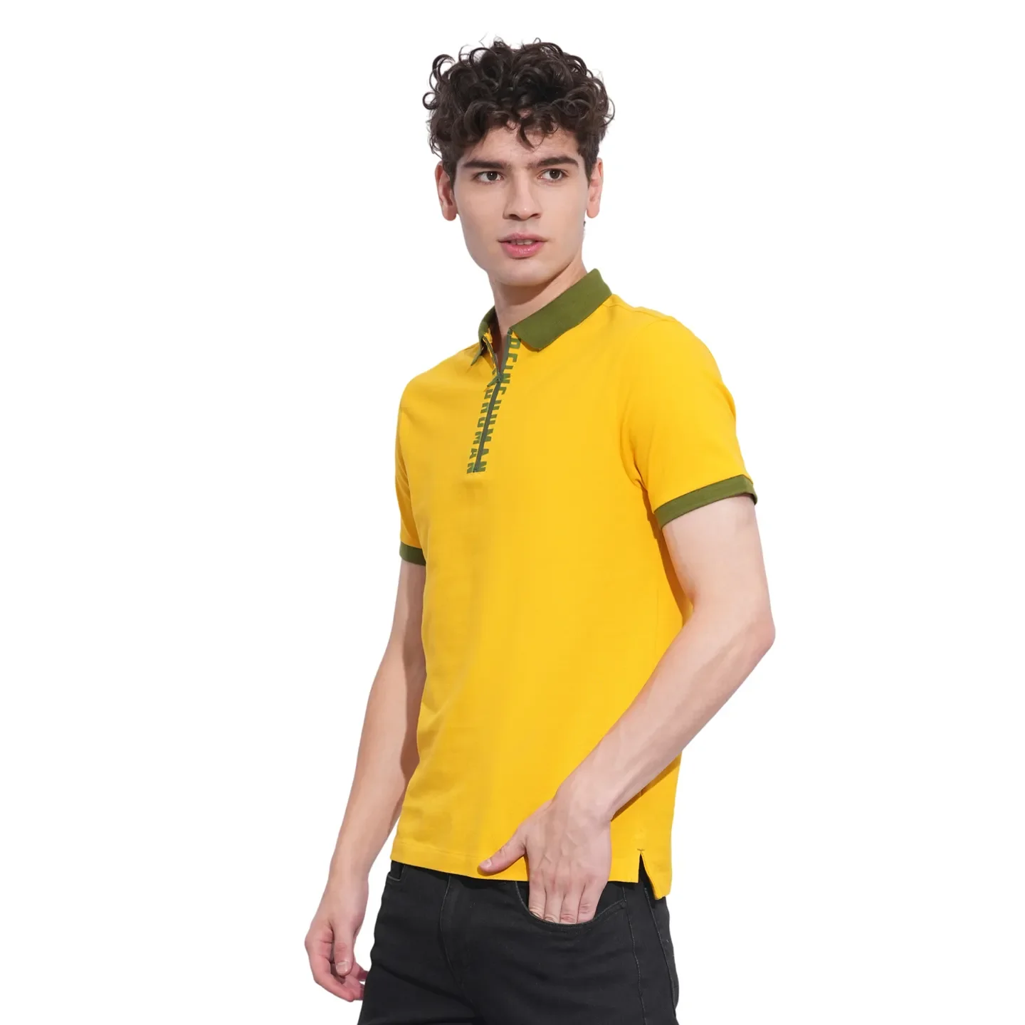 Mustard Regular Fit Men's Polo T-Shirt by Being Human Clothing - Image 2
