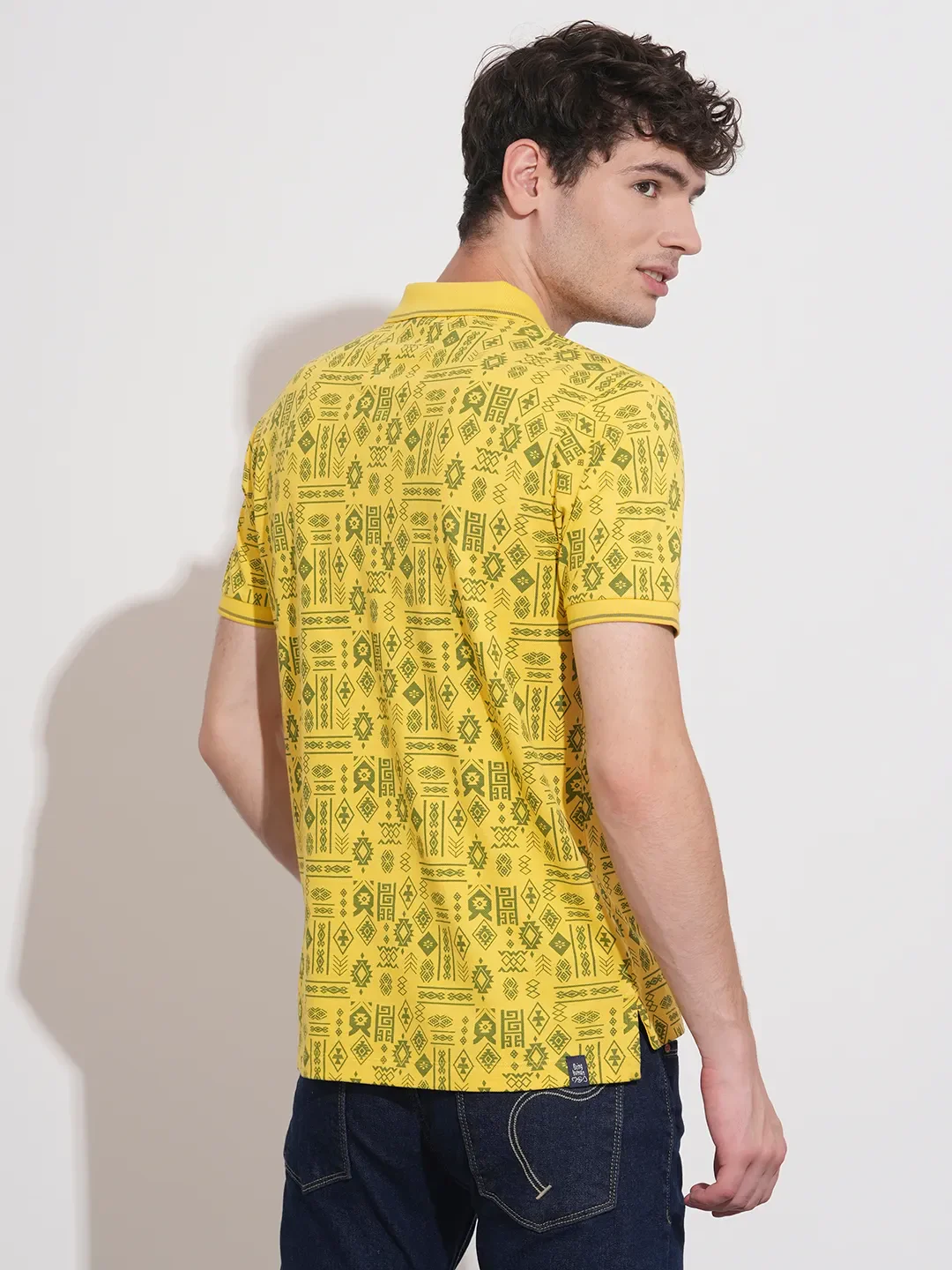Yellow Regular Fit Men's Polo T-Shirt by Being Human Clothing - Image 3