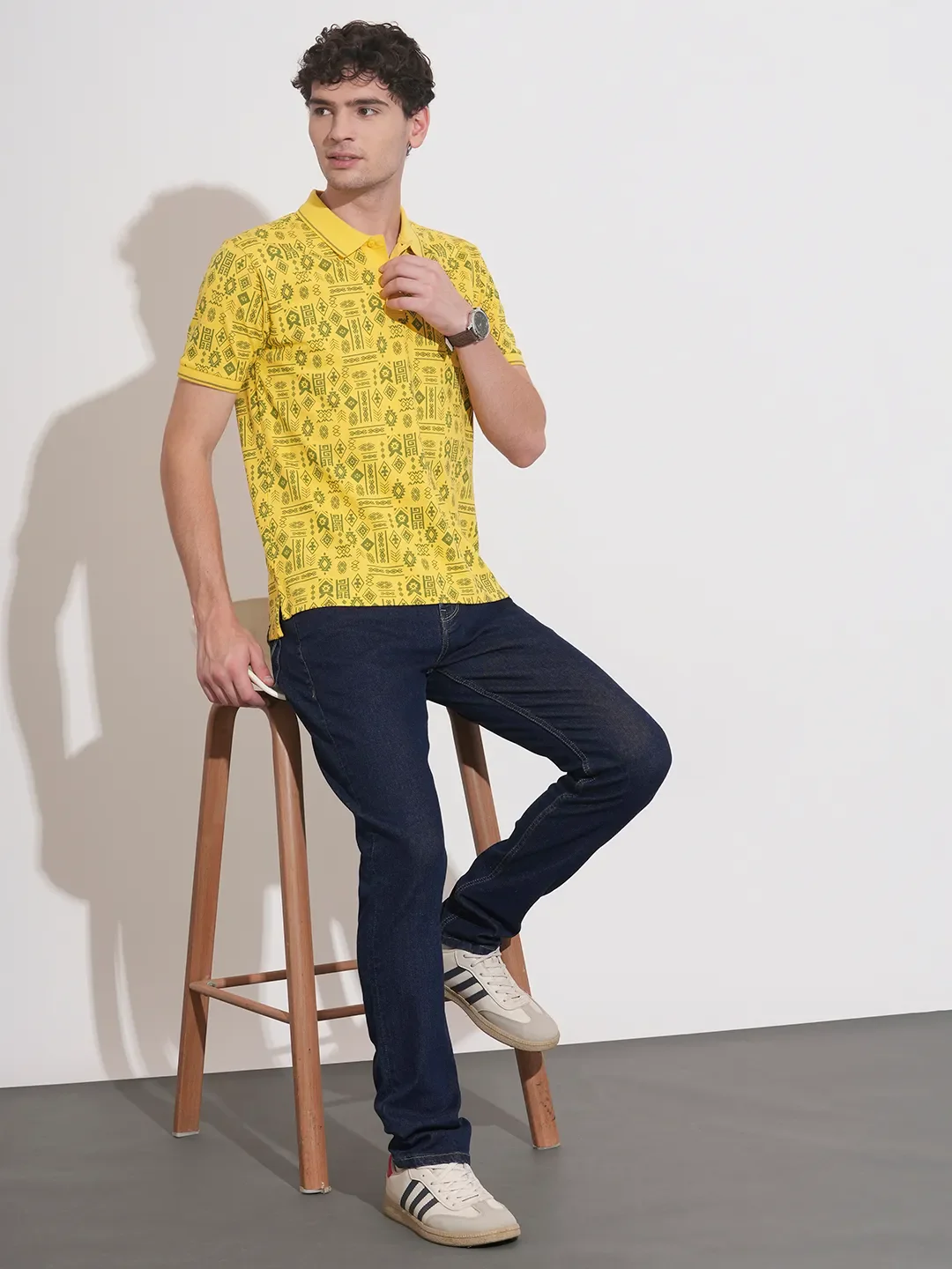 Yellow Regular Fit Men's Polo T-Shirt by Being Human Clothing - Image 4