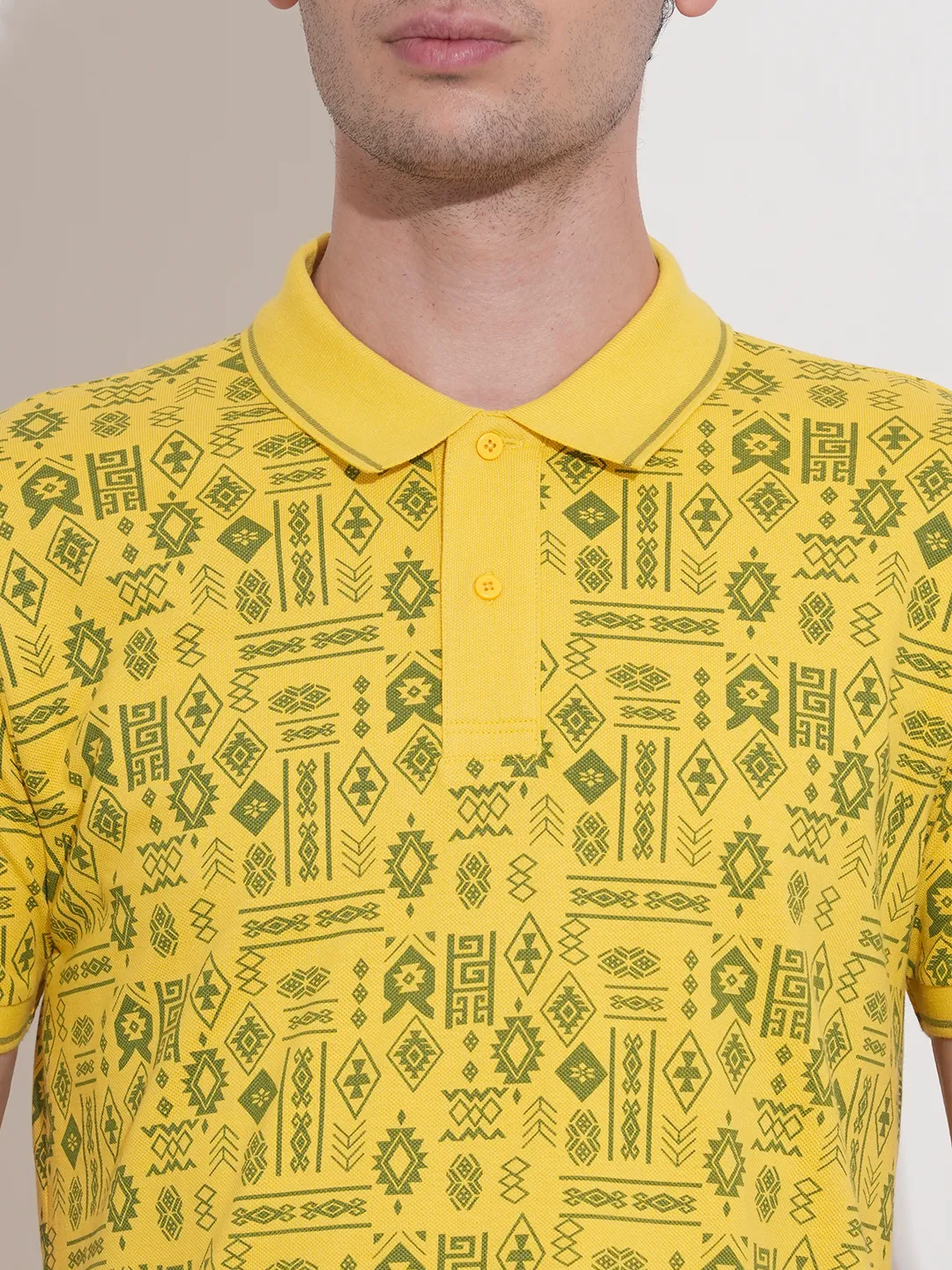 Yellow Regular Fit Men's Polo T-Shirt by Being Human Clothing - Image 5
