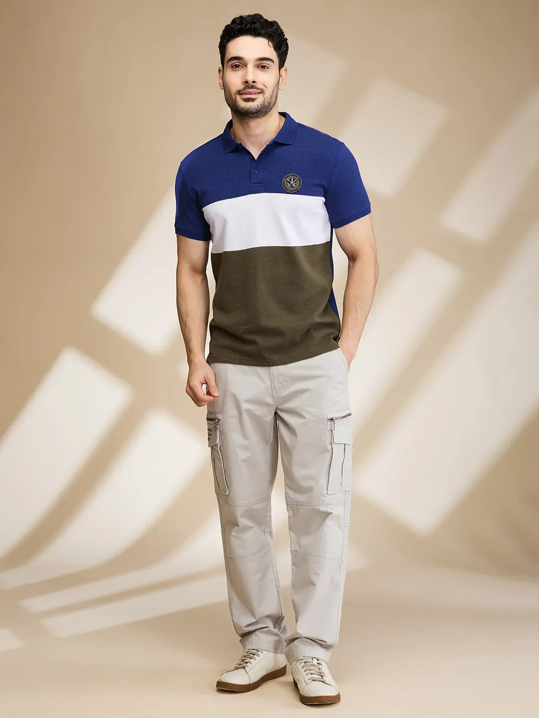 Dark Blue Regular Fit Men's Polo T-Shirt by Being Human Clothing - Image 2