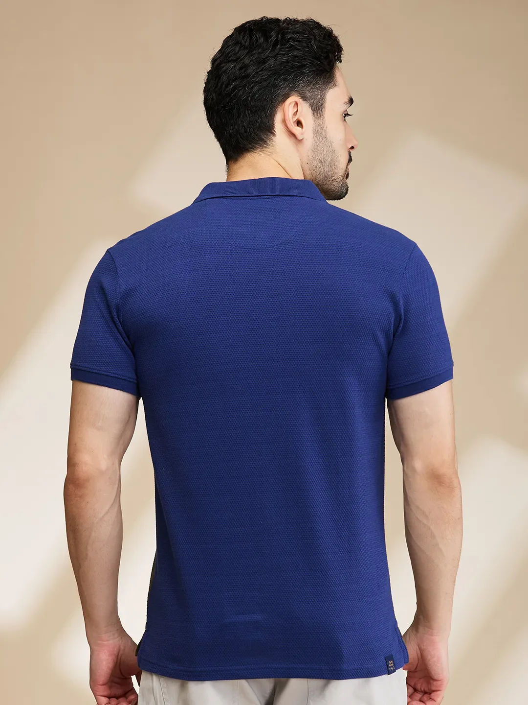 Dark Blue Regular Fit Men's Polo T-Shirt by Being Human Clothing - Image 3