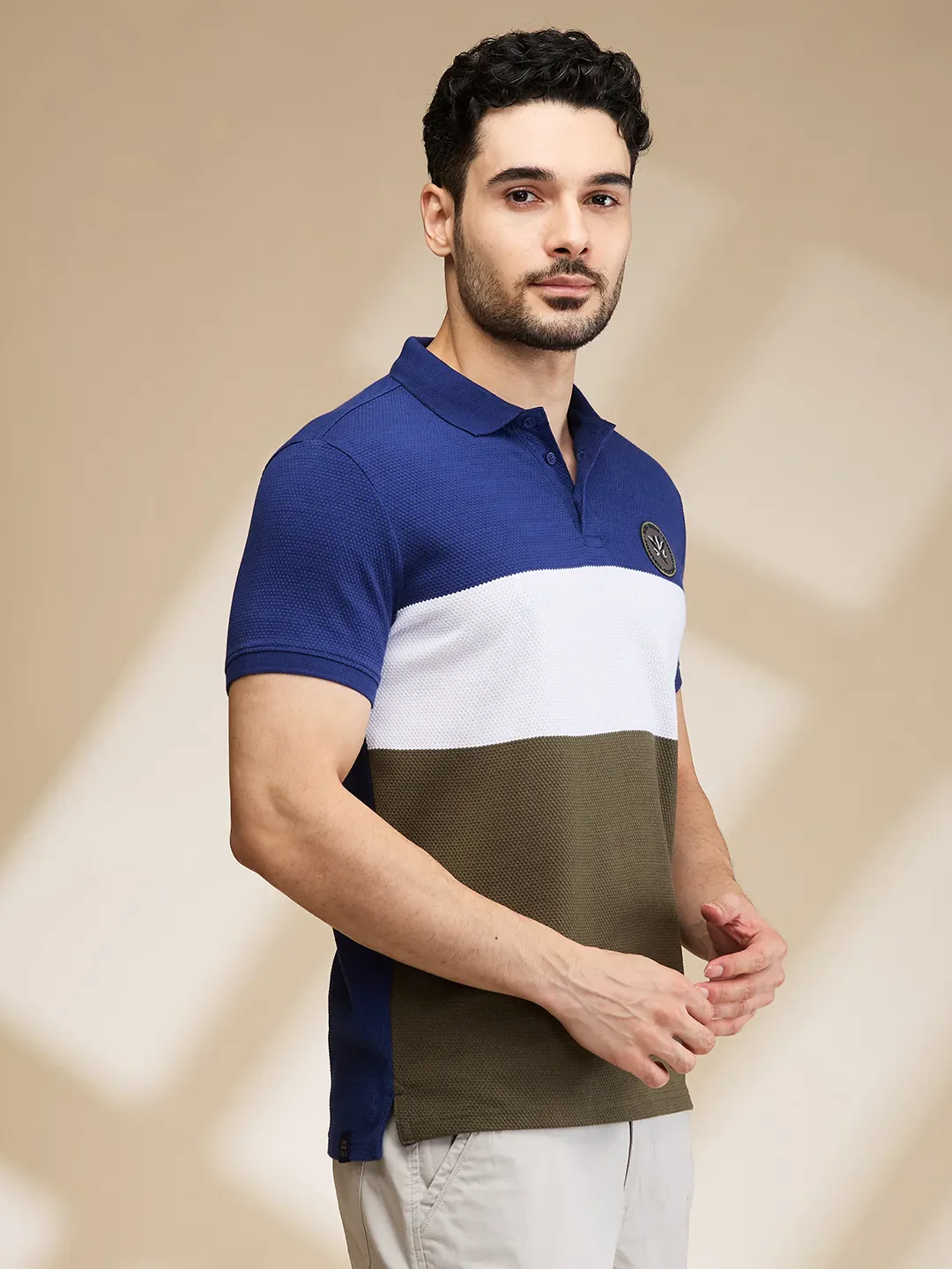 Dark Blue Regular Fit Men's Polo T-Shirt by Being Human Clothing - Image 4