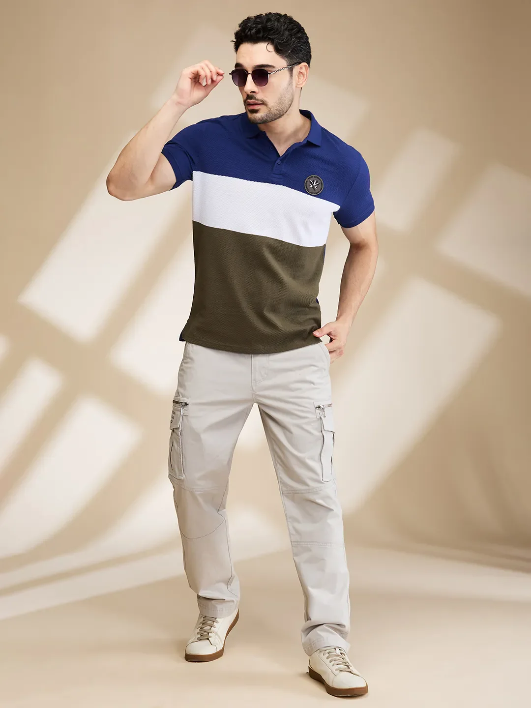 Dark Blue Regular Fit Men's Polo T-Shirt by Being Human Clothing - Image 6