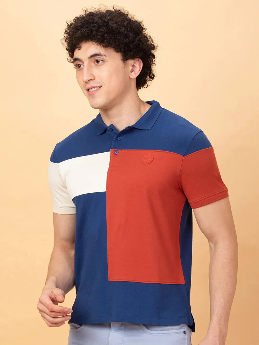 Navy Regular Fit Men's Polo T-shirt by Being Human Clothing - Image 4