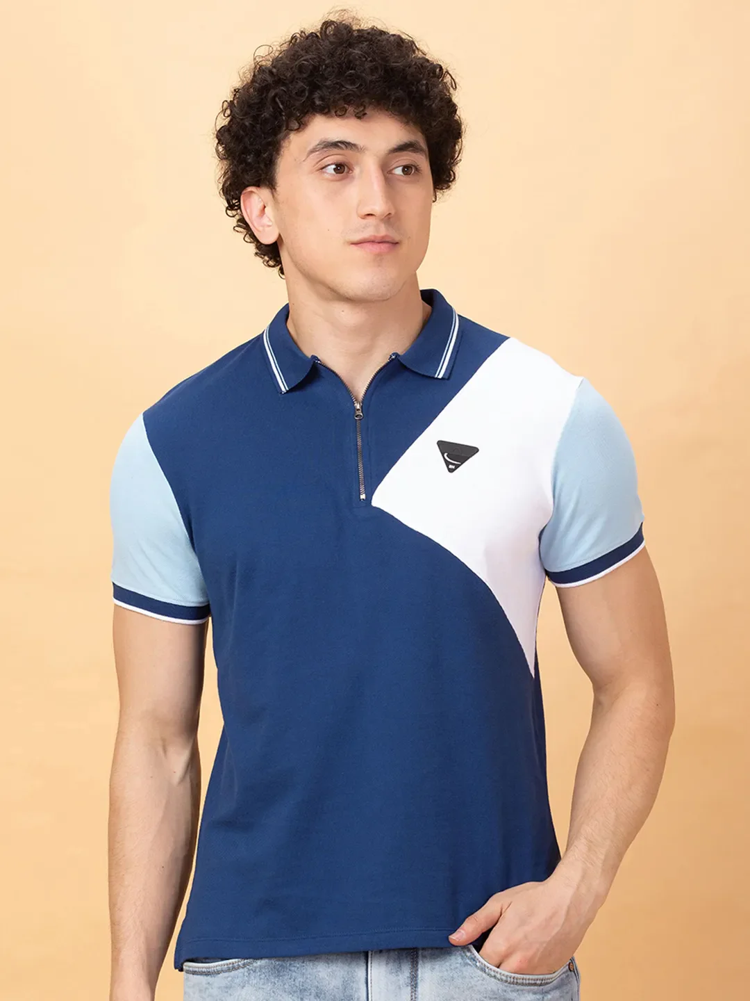 Navy Regular Fit Men's Polo T-shirt by Being Human Clothing