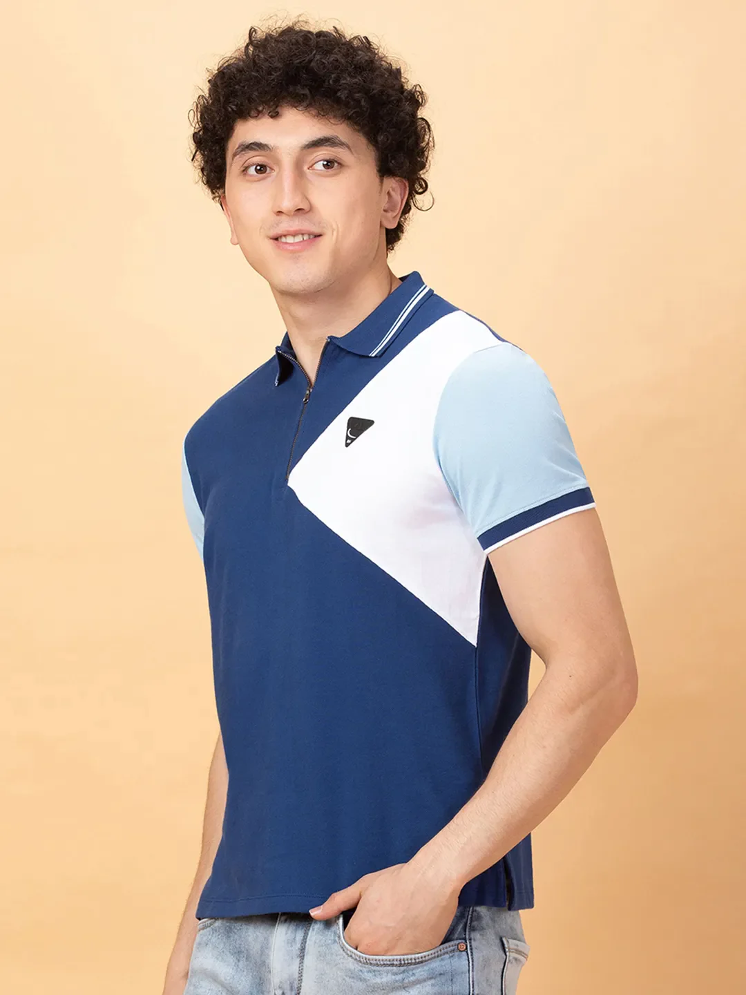 Navy Regular Fit Men's Polo T-shirt by Being Human Clothing - Image 4