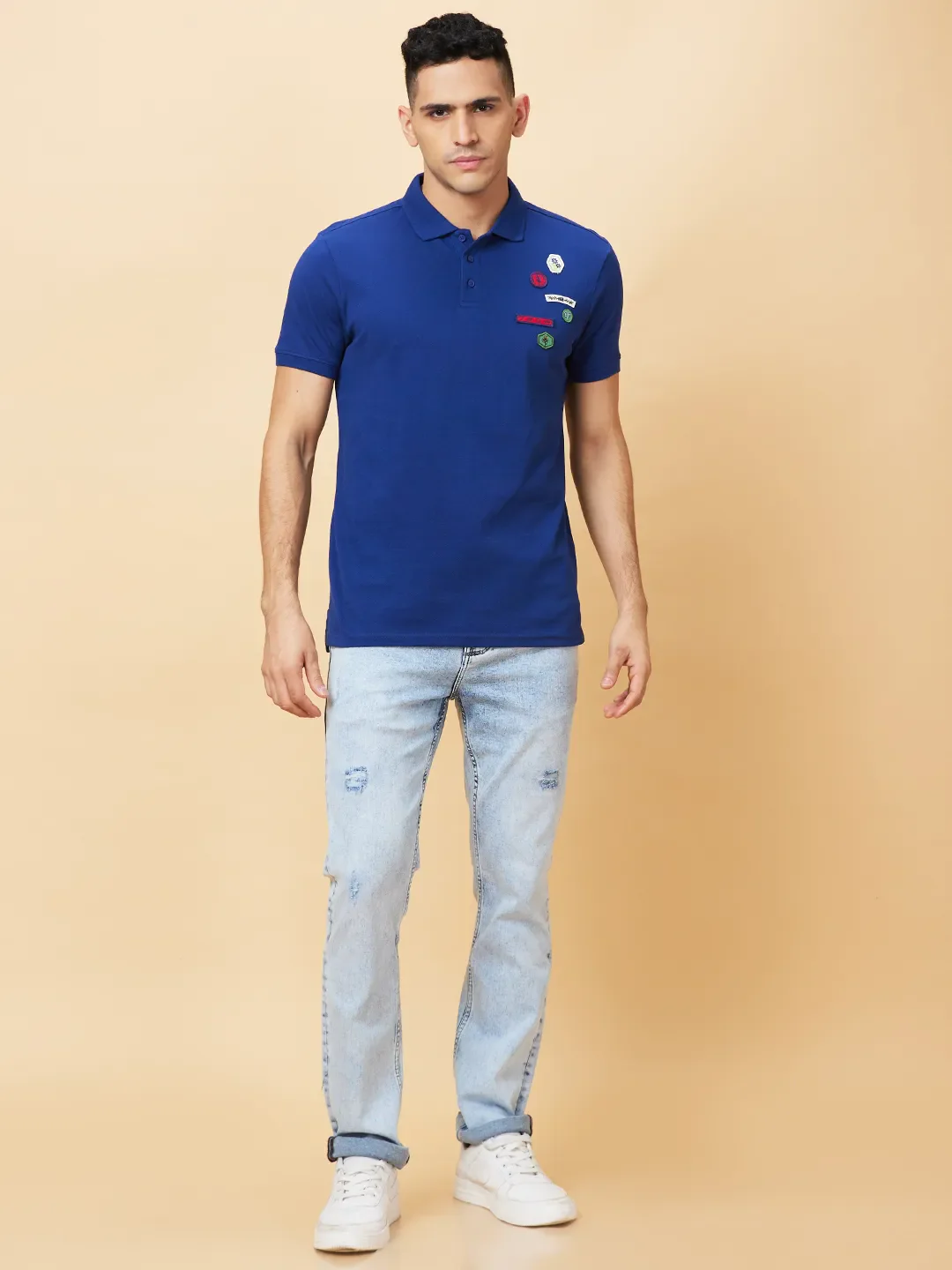 Navy Regular Fit Men's Polo T-shirt by Being Human Clothing - Image 2