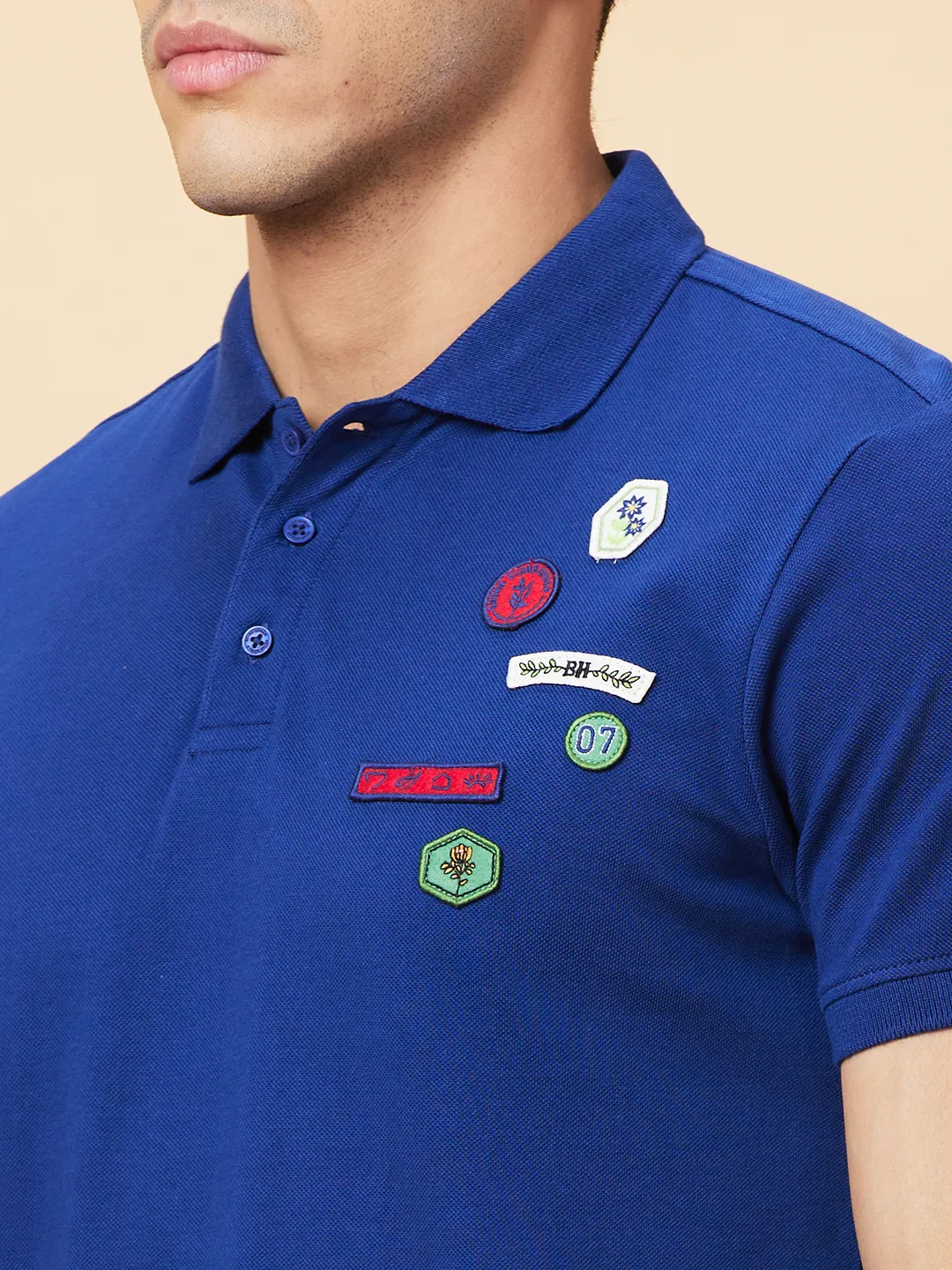 Navy Regular Fit Men's Polo T-shirt by Being Human Clothing - Image 5