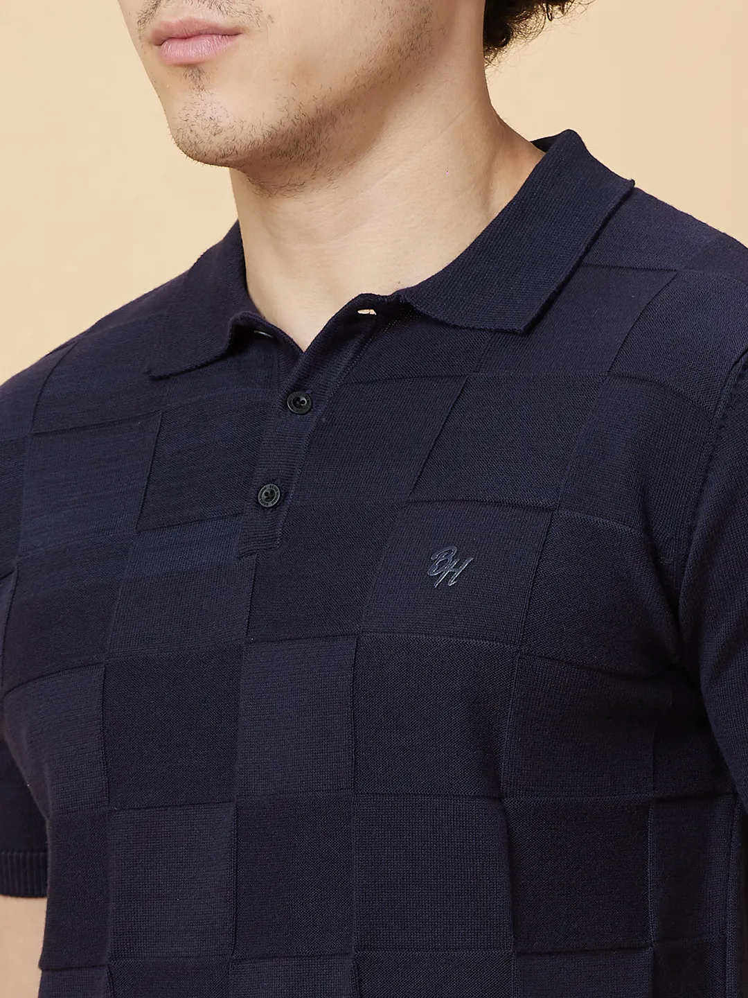 Dark Blue Regular Fit Men's Polo T-Shirt by Being Human Clothing - Image 5