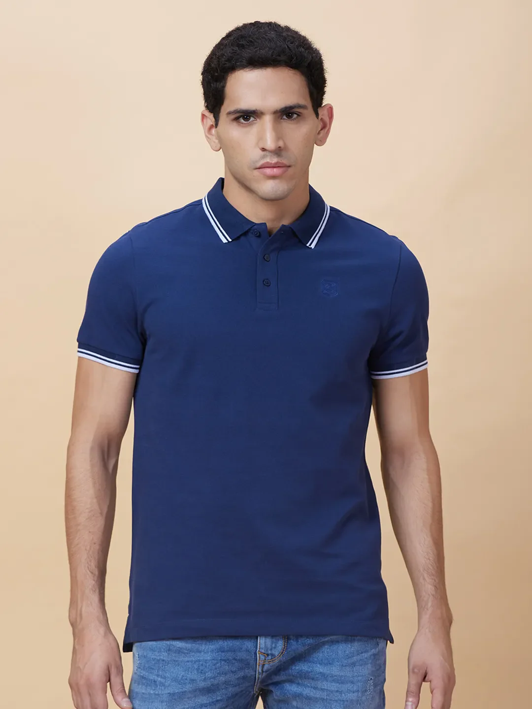 Navy Regular Fit Men's Polo T-shirt by Being Human Clothing