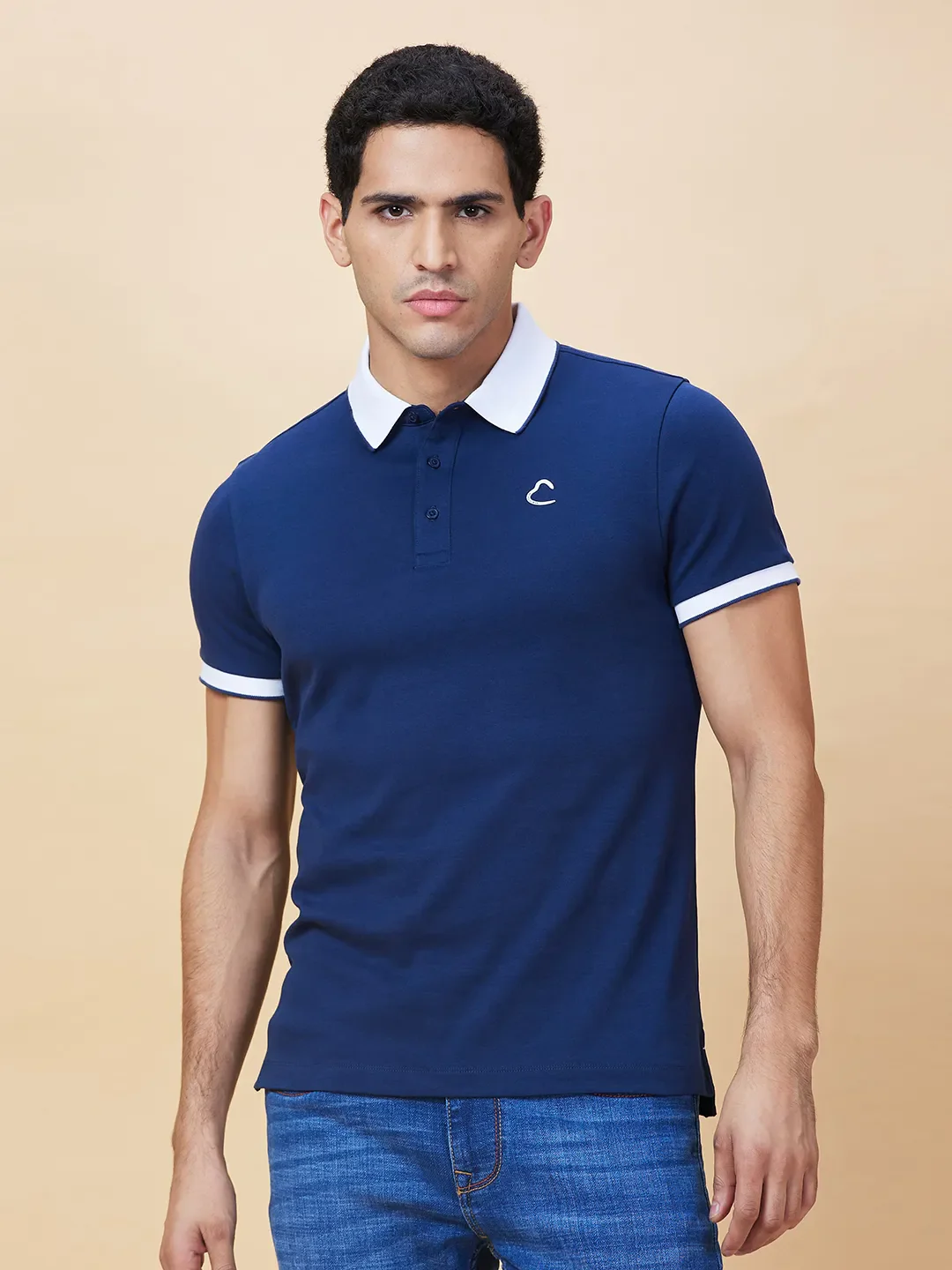 Navy Regular Fit Men's Polo T-shirt by Being Human Clothing