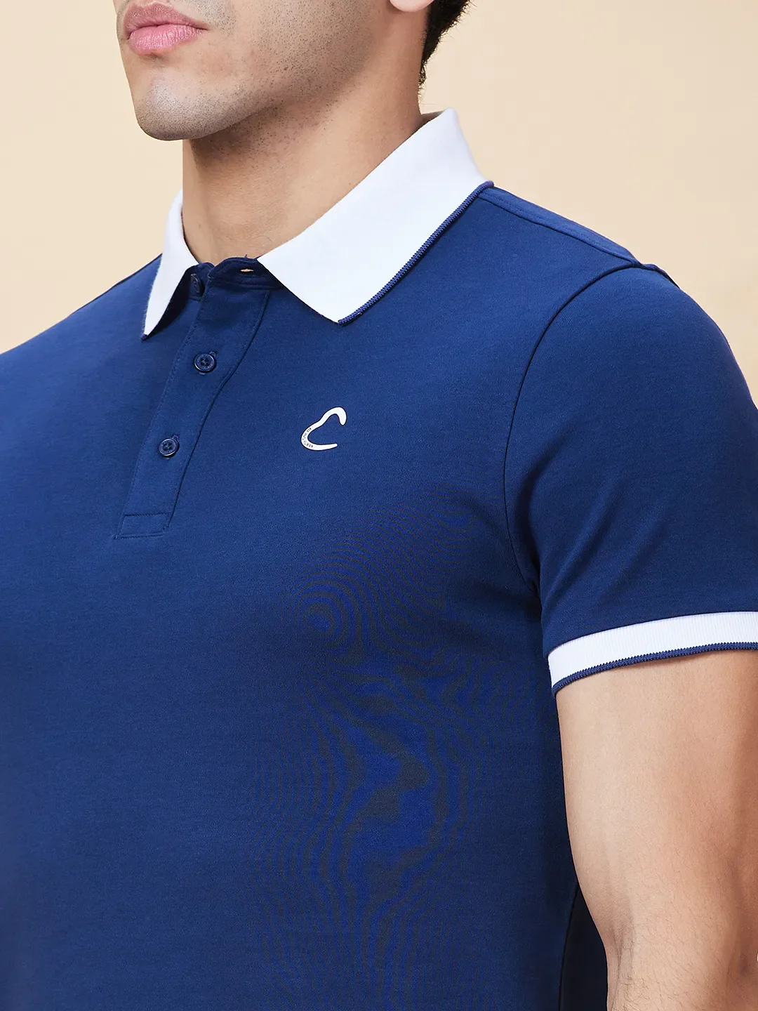Navy Regular Fit Men's Polo T-shirt by Being Human Clothing - Image 5