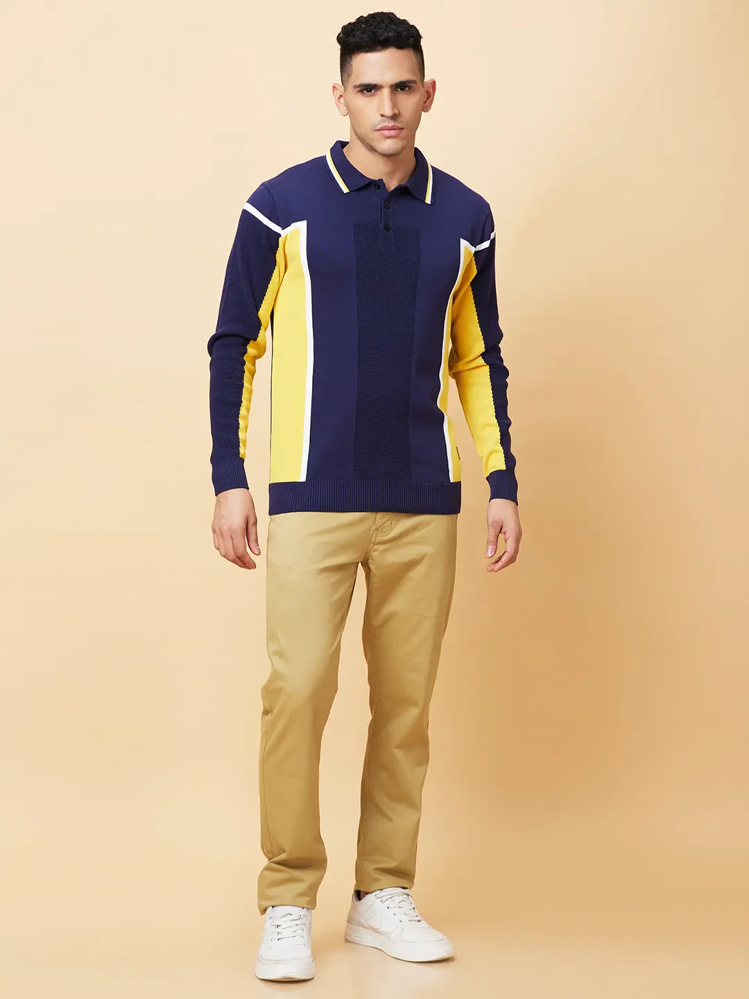 Navy Regular Fit Men's Polo T-Shirt by Being Human Clothing - Image 2