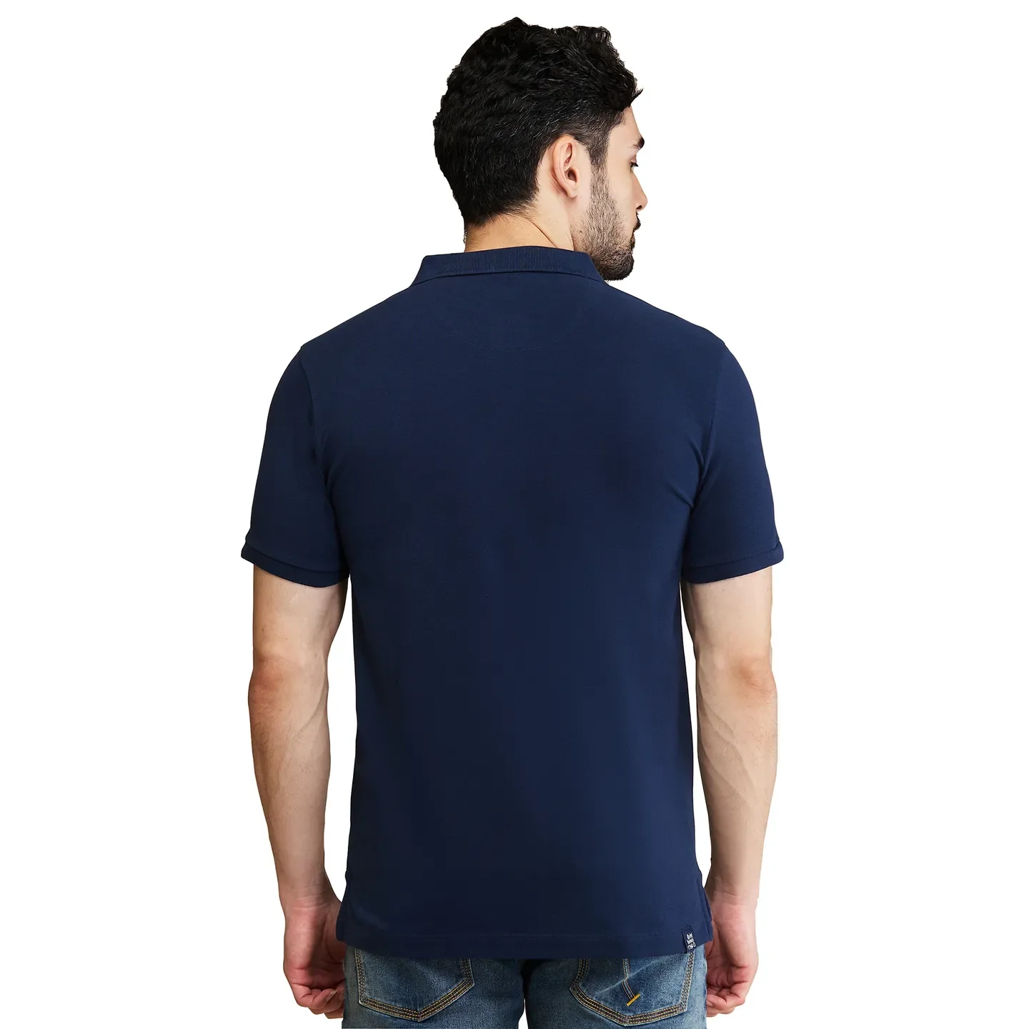Dark Blue Regular Fit Men's Polo T-Shirt by Being Human Clothing - Image 3