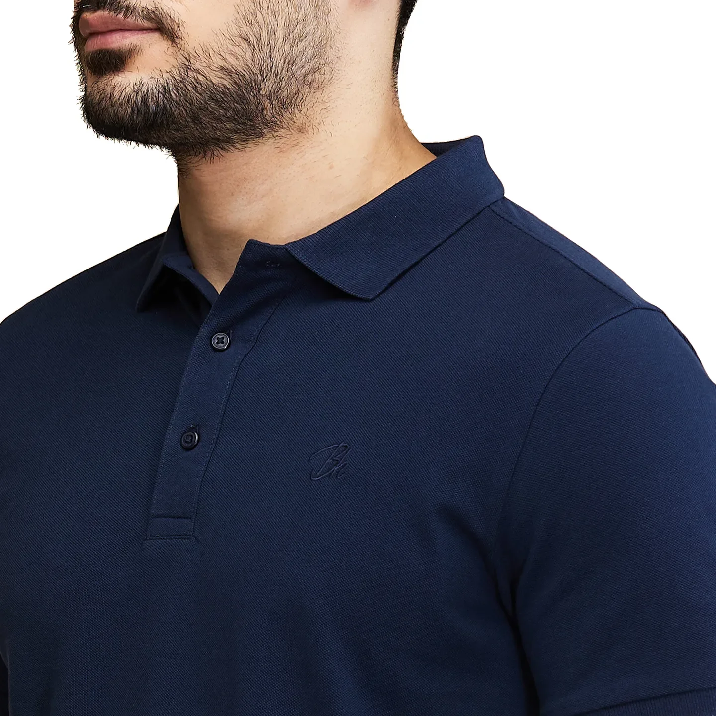 Dark Blue Regular Fit Men's Polo T-Shirt by Being Human Clothing - Image 5