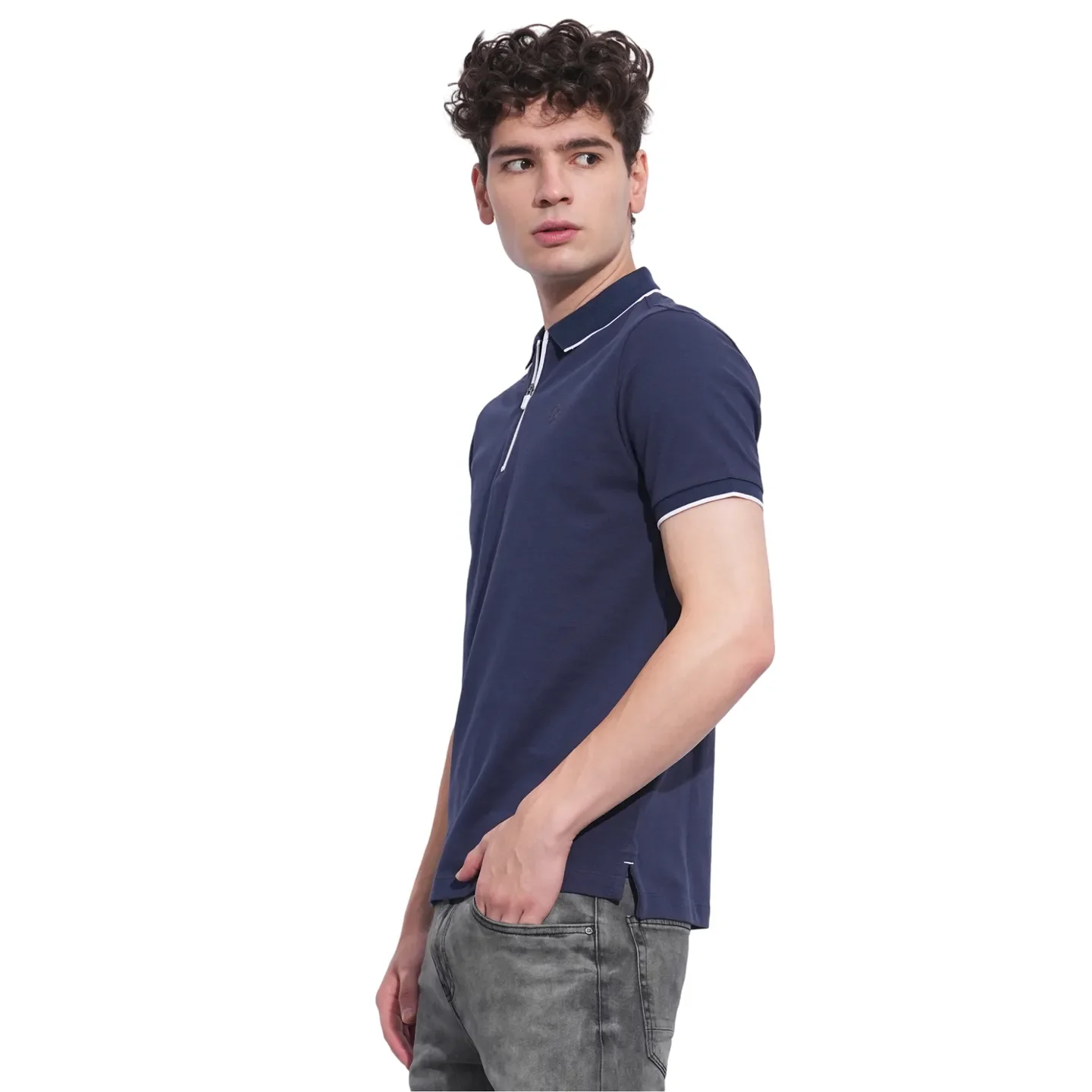 Navy Regular Fit Men's Polo T-Shirt by Being Human Clothing - Image 2