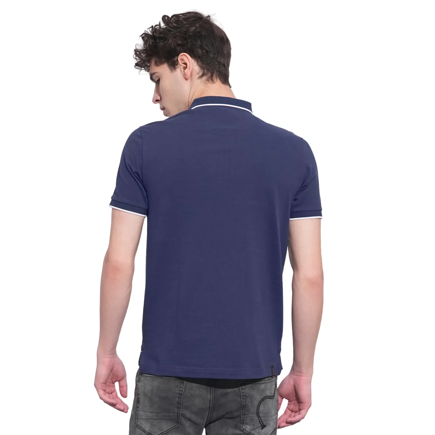 Navy Regular Fit Men's Polo T-Shirt by Being Human Clothing - Image 3