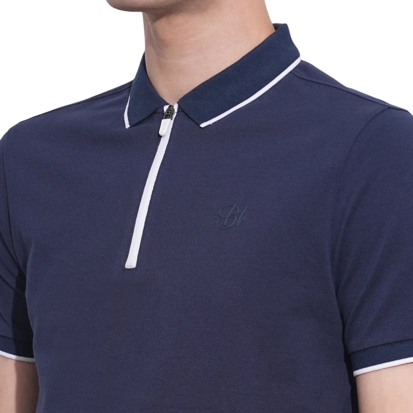 Navy Regular Fit Men's Polo T-Shirt by Being Human Clothing - Image 5