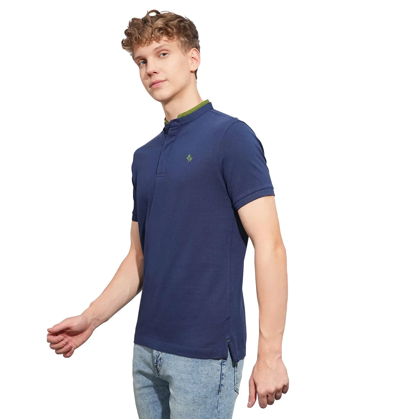 Navy Regular Fit Men's Polo T-Shirt by Being Human Clothing - Image 2
