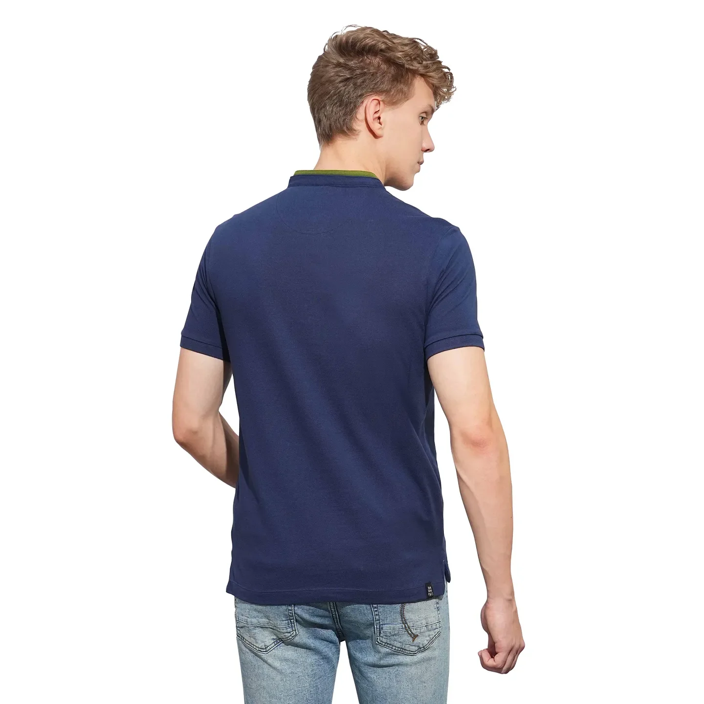 Navy Regular Fit Men's Polo T-Shirt by Being Human Clothing - Image 3