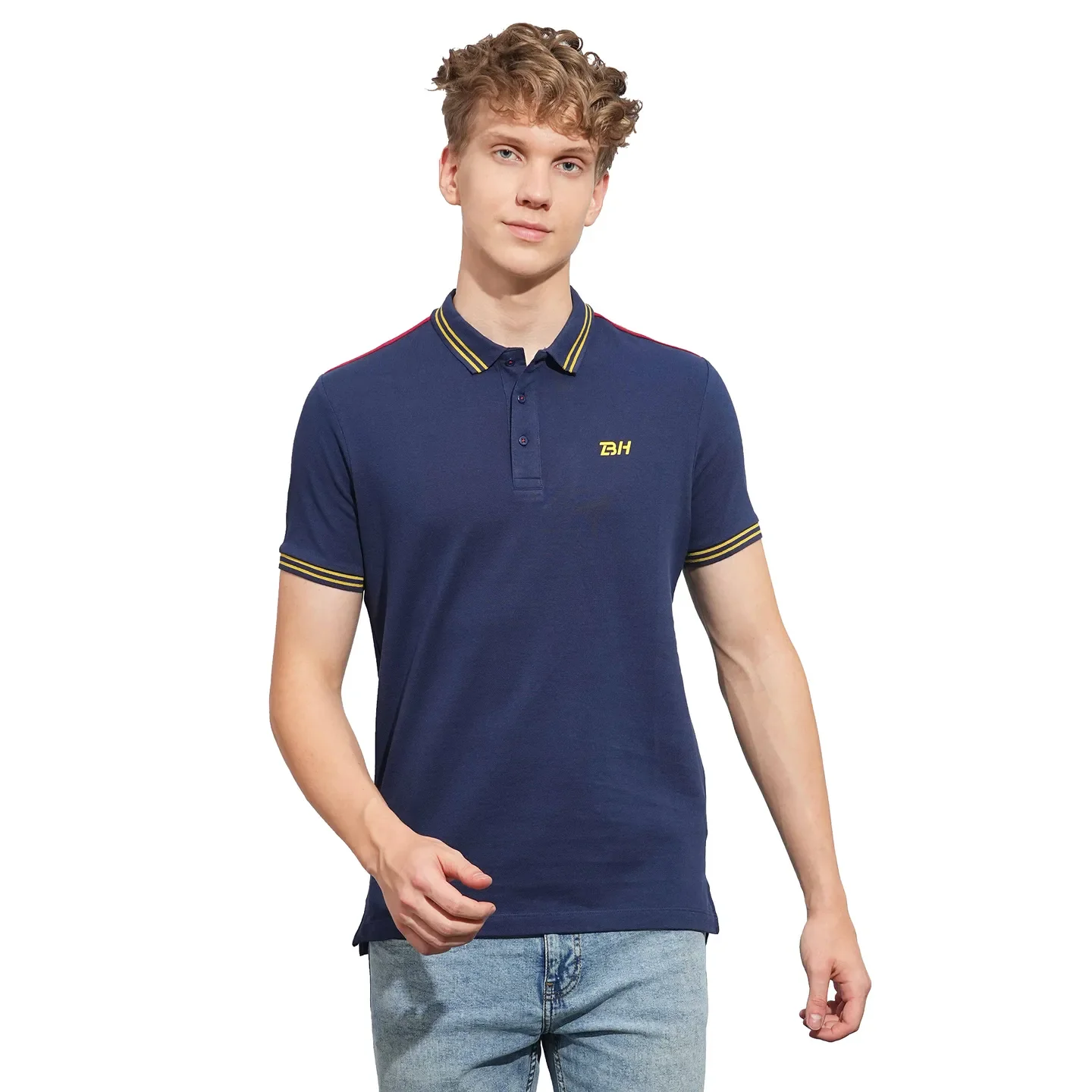 Navy Regular Fit Men's Polo T-Shirt by Being Human Clothing