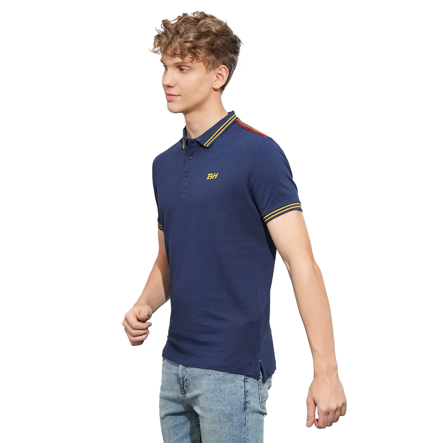 Navy Regular Fit Men's Polo T-Shirt by Being Human Clothing - Image 2