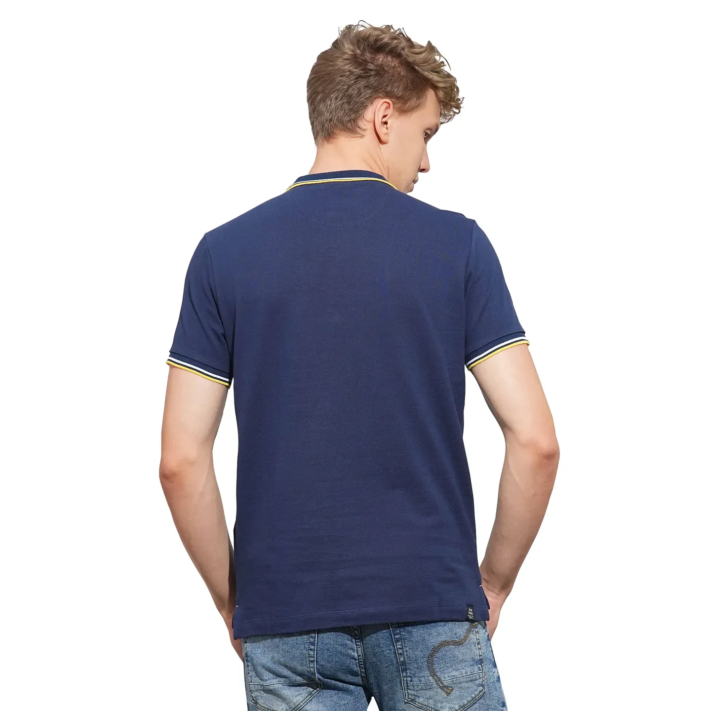 Navy Regular Fit Men's Polo T-Shirt by Being Human Clothing - Image 3