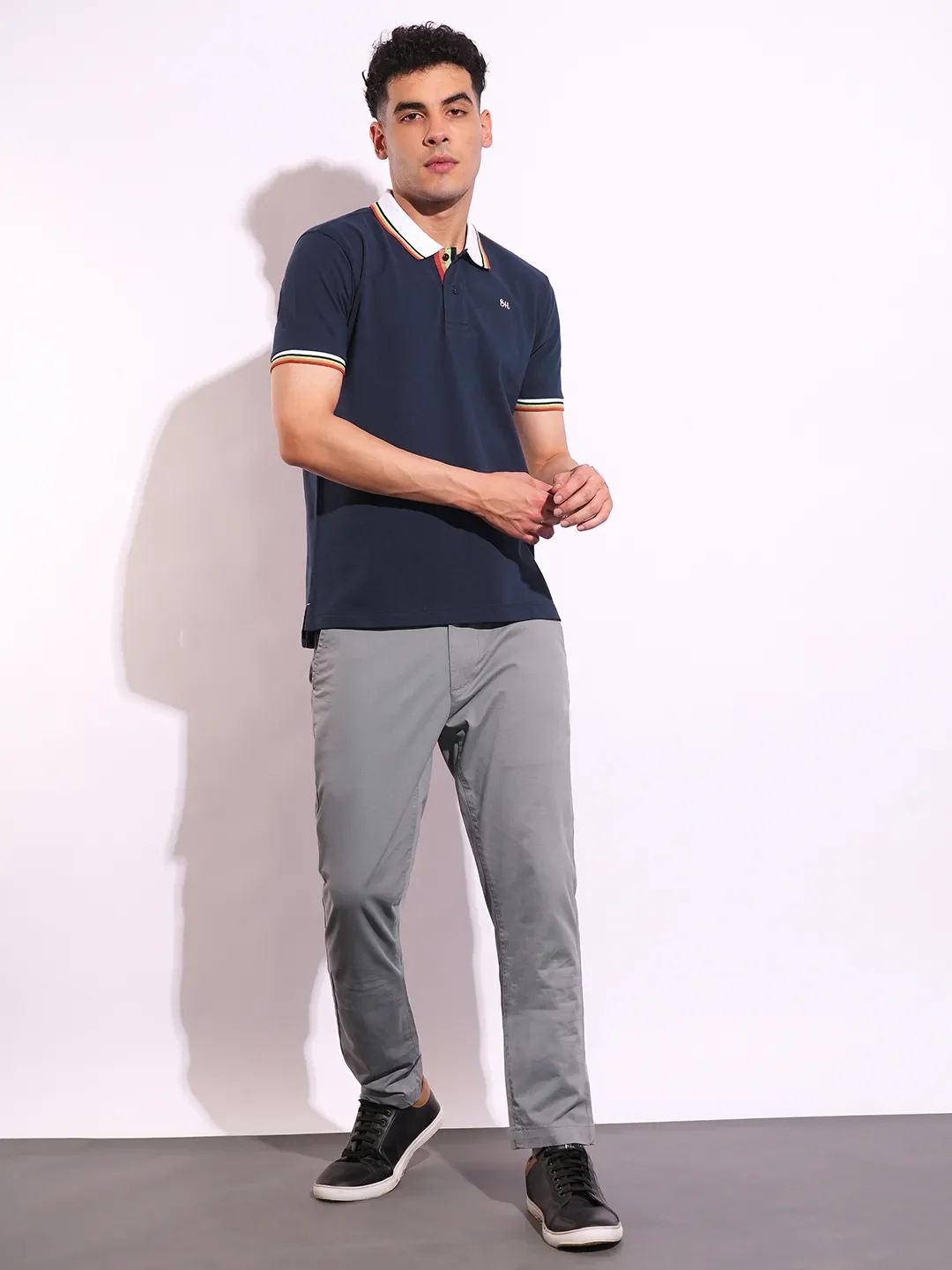 Navy Regular Fit Men's Polo T-Shirt by Being Human Clothing - Image 4