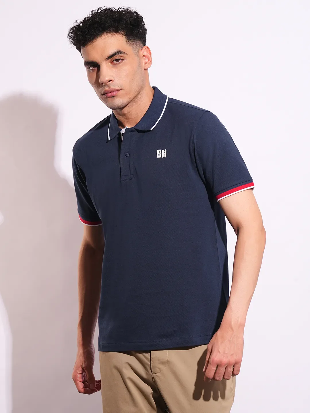 Navy Regular Fit Men's Polo T-Shirt by Being Human Clothing - Image 2