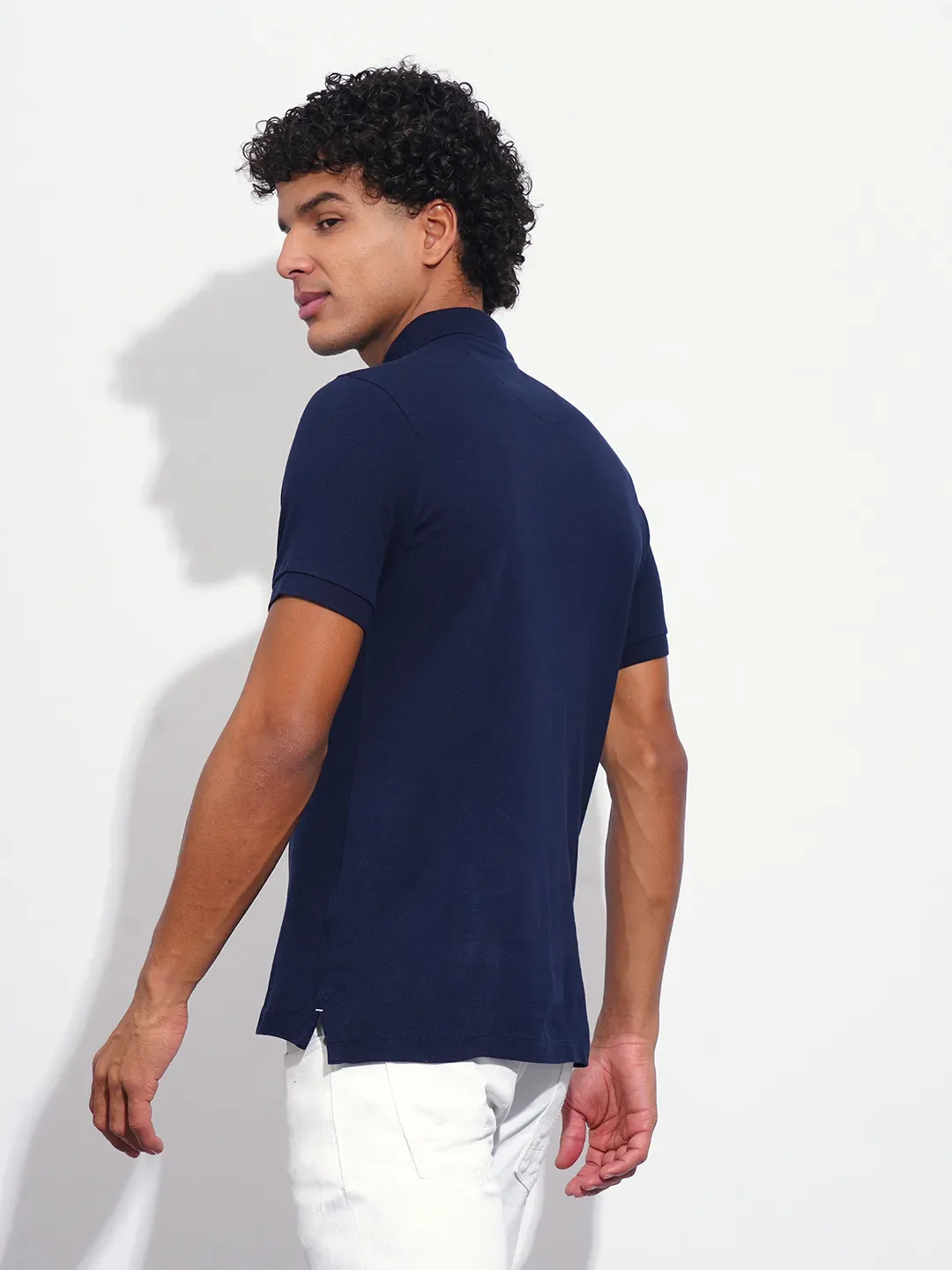 Navy Regular Fit Men's Polo T-Shirt by Being Human Clothing - Image 3