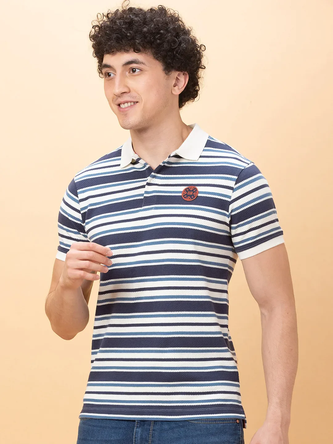 Navy Regular Fit Men's Polo T-shirt by Being Human Clothing - Image 4