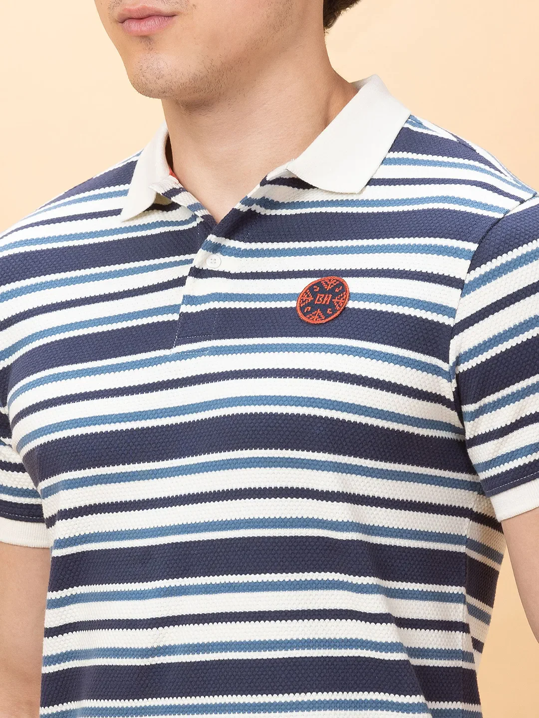 Navy Regular Fit Men's Polo T-shirt by Being Human Clothing - Image 5