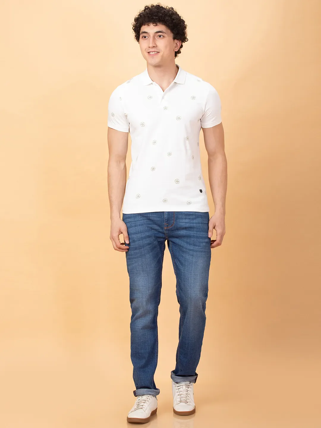 White Regular Fit Men's Polo T-Shirt by Being Human Clothing - Image 2
