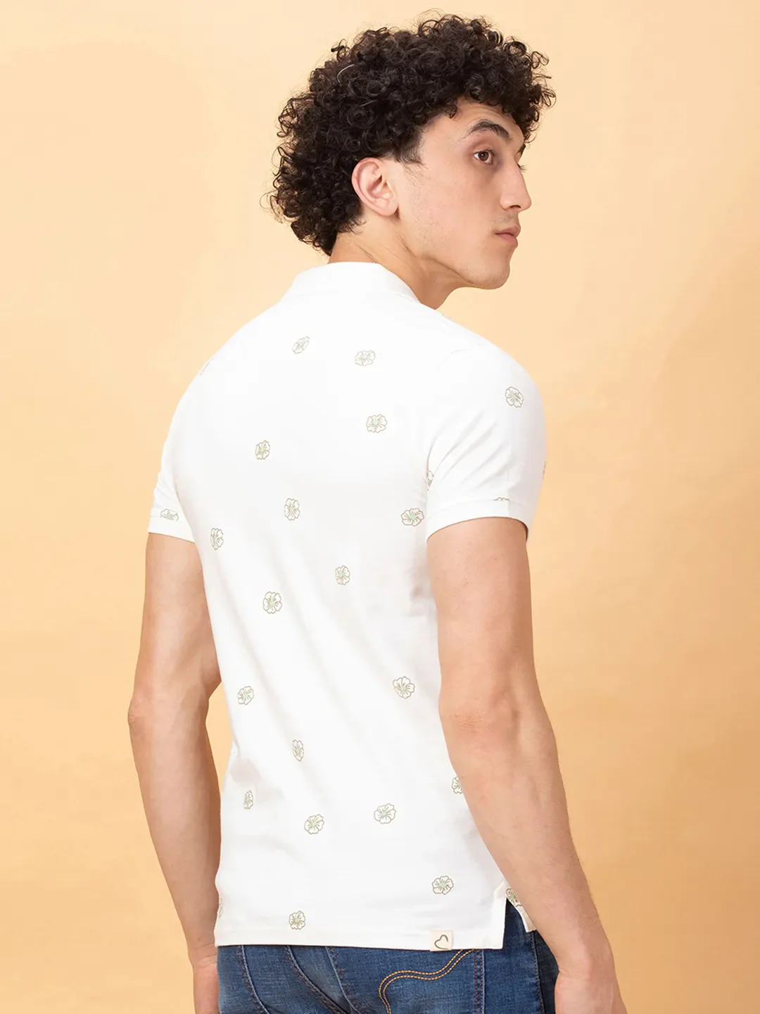 White Regular Fit Men's Polo T-Shirt by Being Human Clothing - Image 3