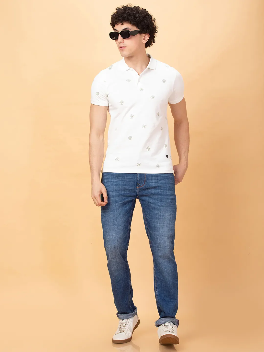 White Regular Fit Men's Polo T-Shirt by Being Human Clothing - Image 6