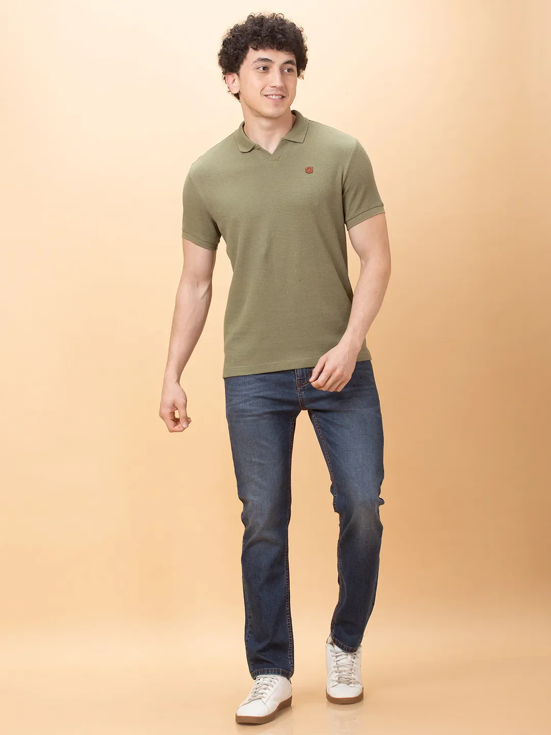 Dark Green Regular Fit Men's Polo T-Shirt by Being Human Clothing - Image 2