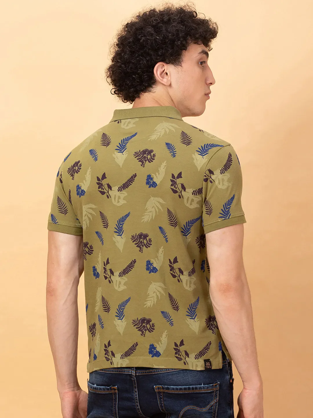 Olive Regular Fit Men's Polo T-shirt by Being Human Clothing - Image 3