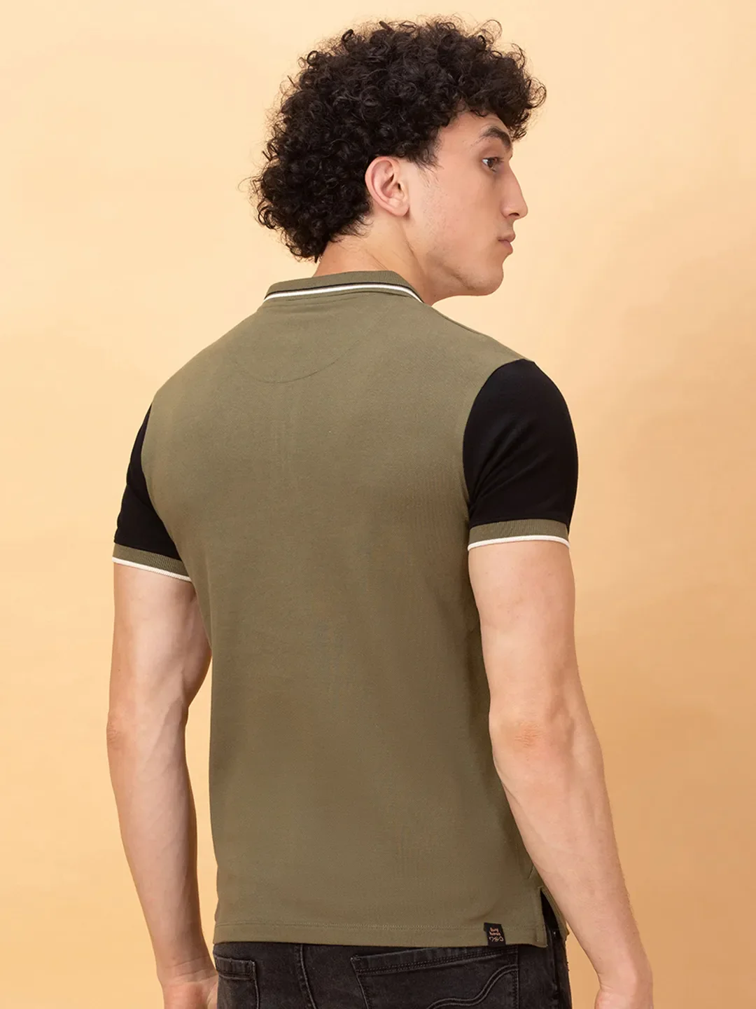 Dark Green Regular Fit Men's Polo T-Shirt by Being Human Clothing - Image 3