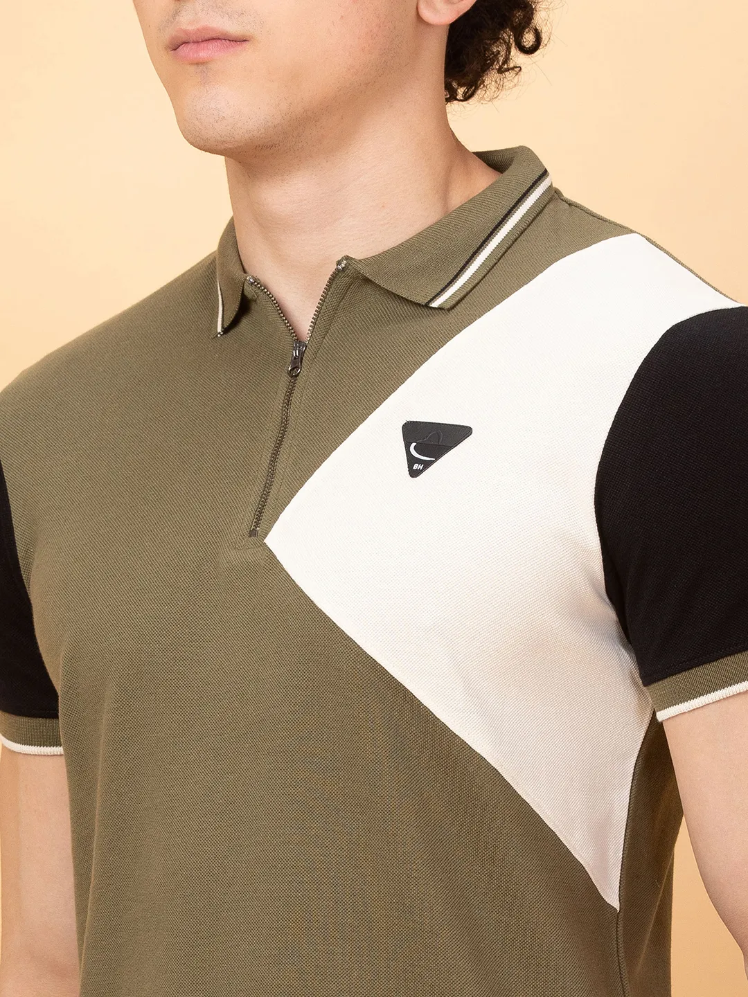 Dark Green Regular Fit Men's Polo T-Shirt by Being Human Clothing - Image 5