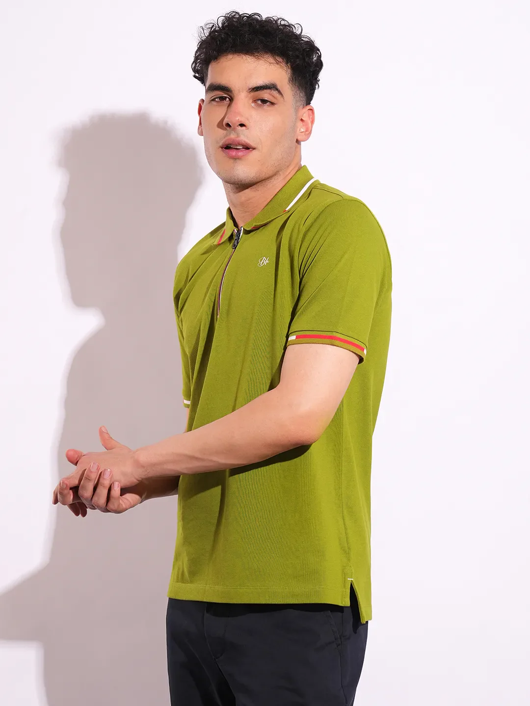 Green Regular Fit Men's Polo T-Shirt by Being Human Clothing - Image 2