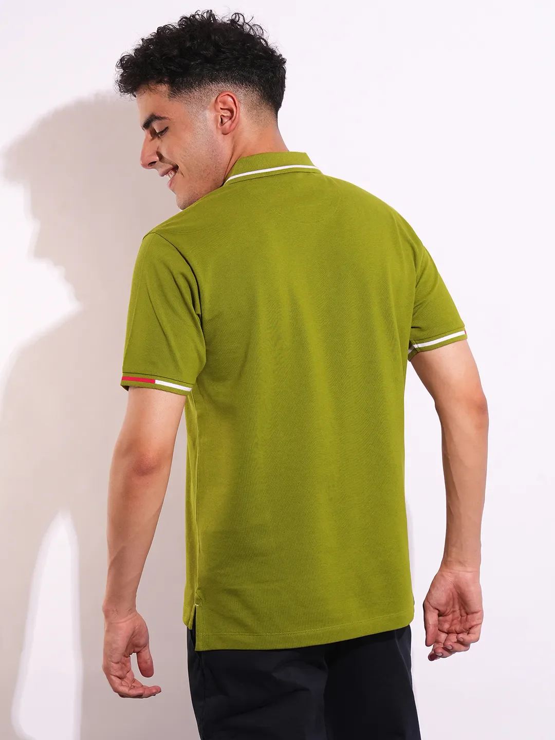 Green Regular Fit Men's Polo T-Shirt by Being Human Clothing - Image 3