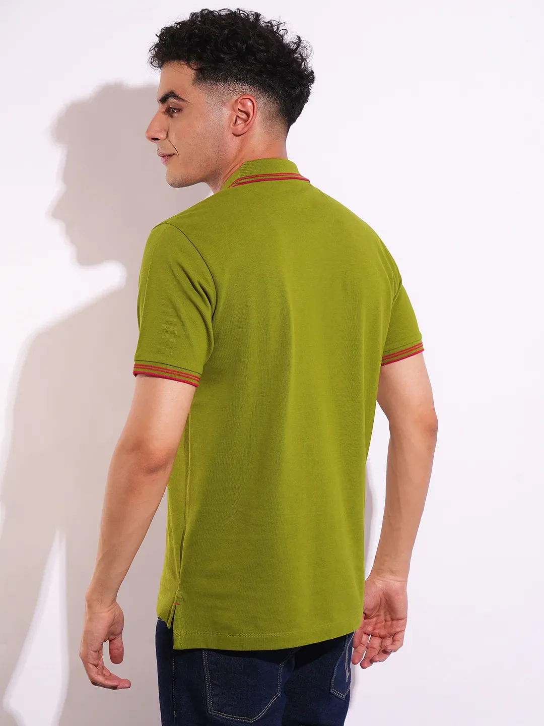 Green Regular Fit Men's Polo T-Shirt by Being Human Clothing - Image 3