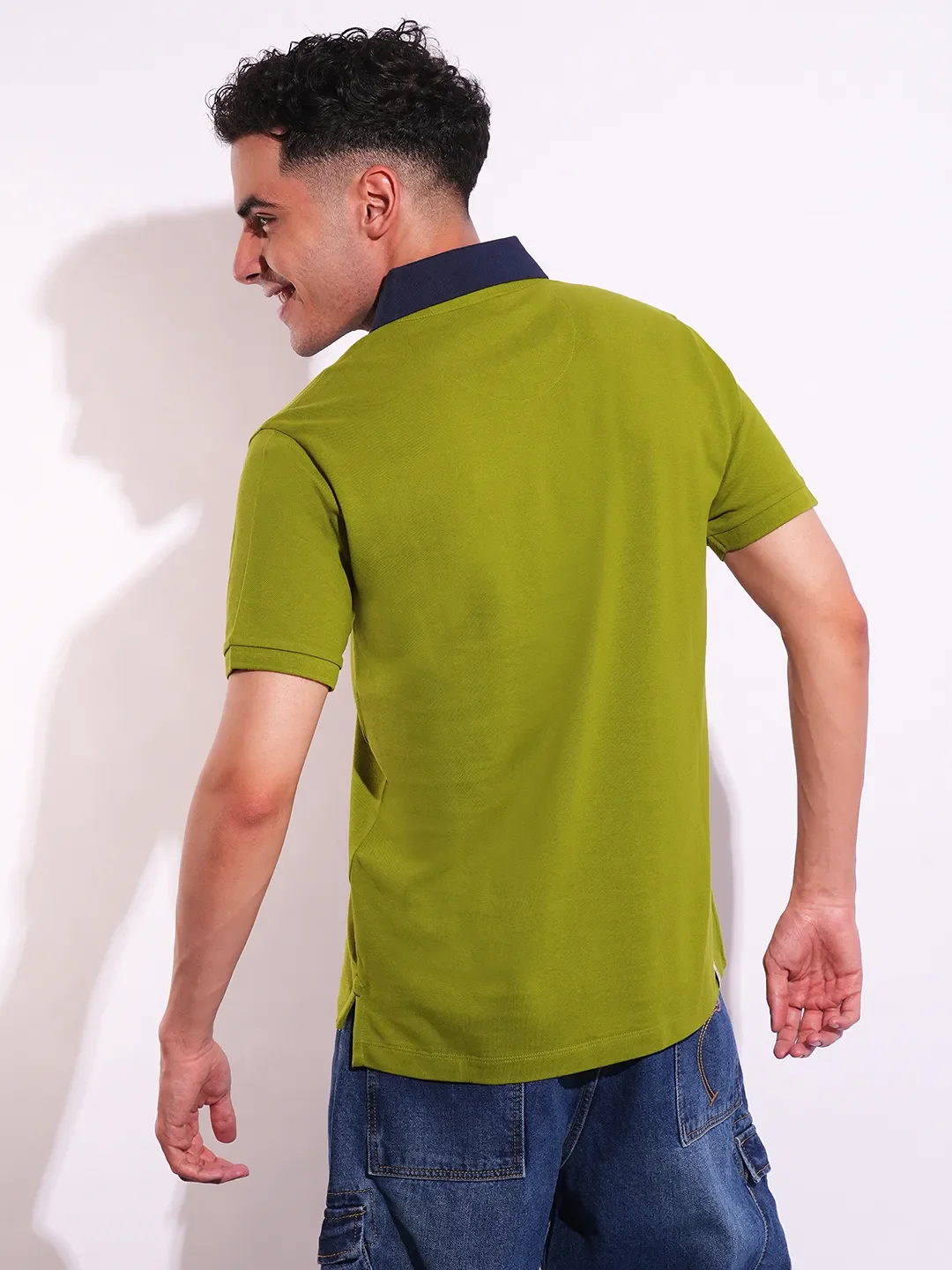 Green Regular Fit Men's Polo T-Shirt by Being Human Clothing - Image 3