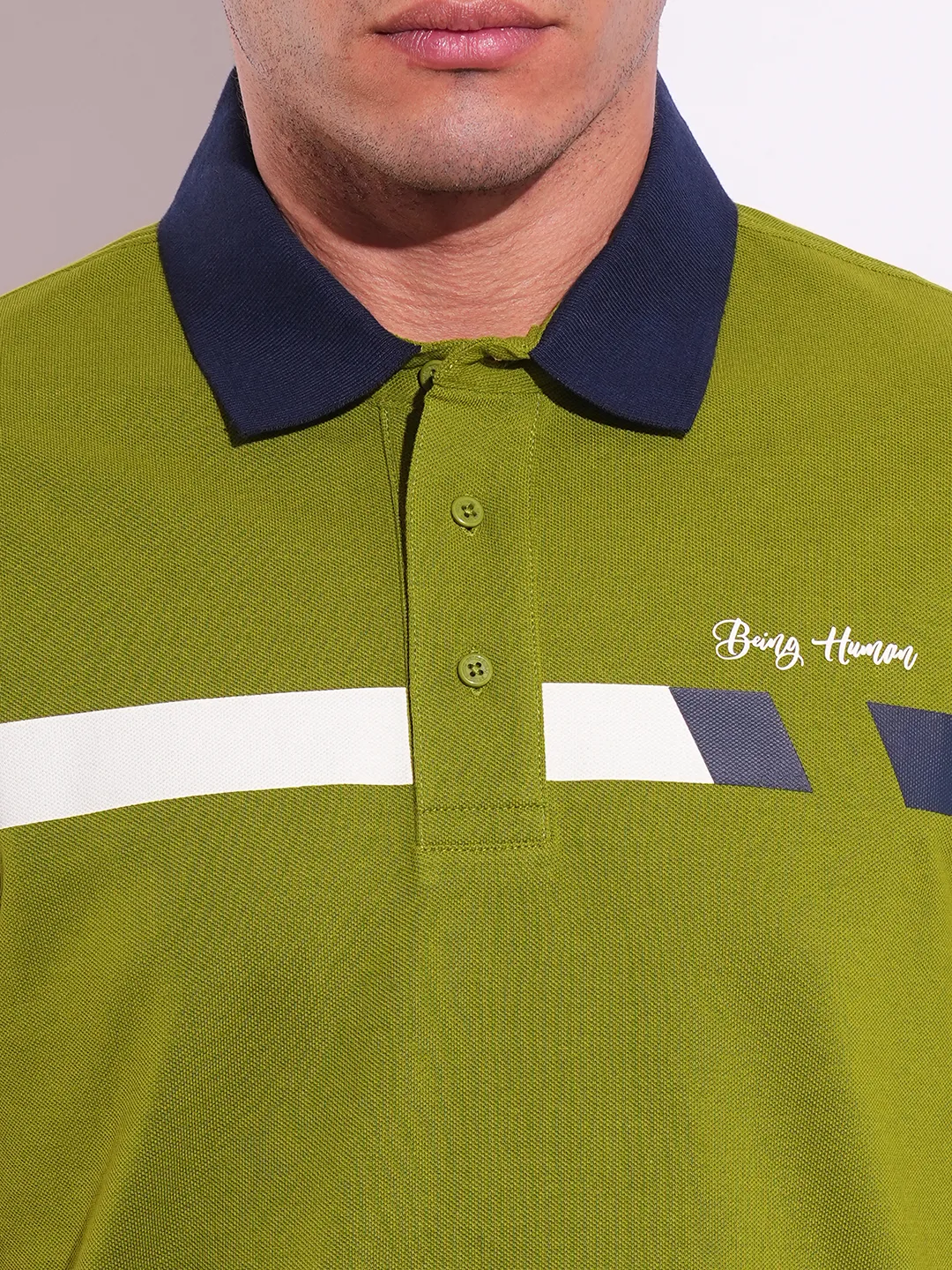 Green Regular Fit Men's Polo T-Shirt by Being Human Clothing - Image 5