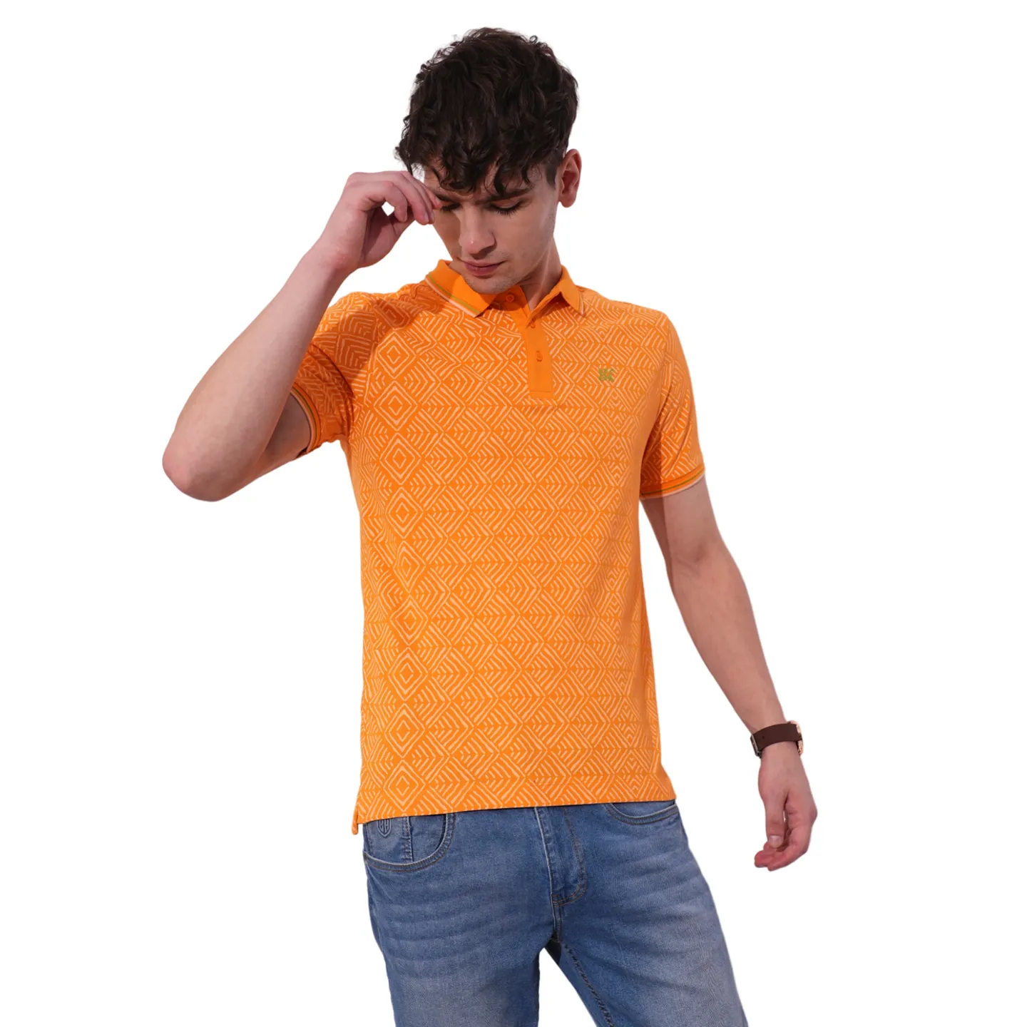 Orange Regular Fit Men's Polo T-Shirt by Being Human Clothing - Image 6