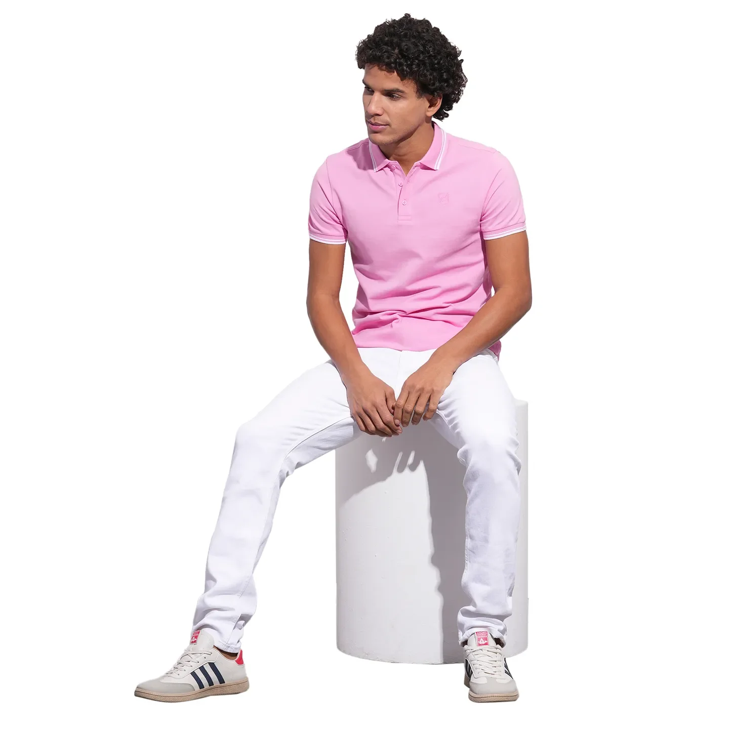 Pink Regular Fit Men's Polo T-Shirt by Being Human Clothing - Image 4