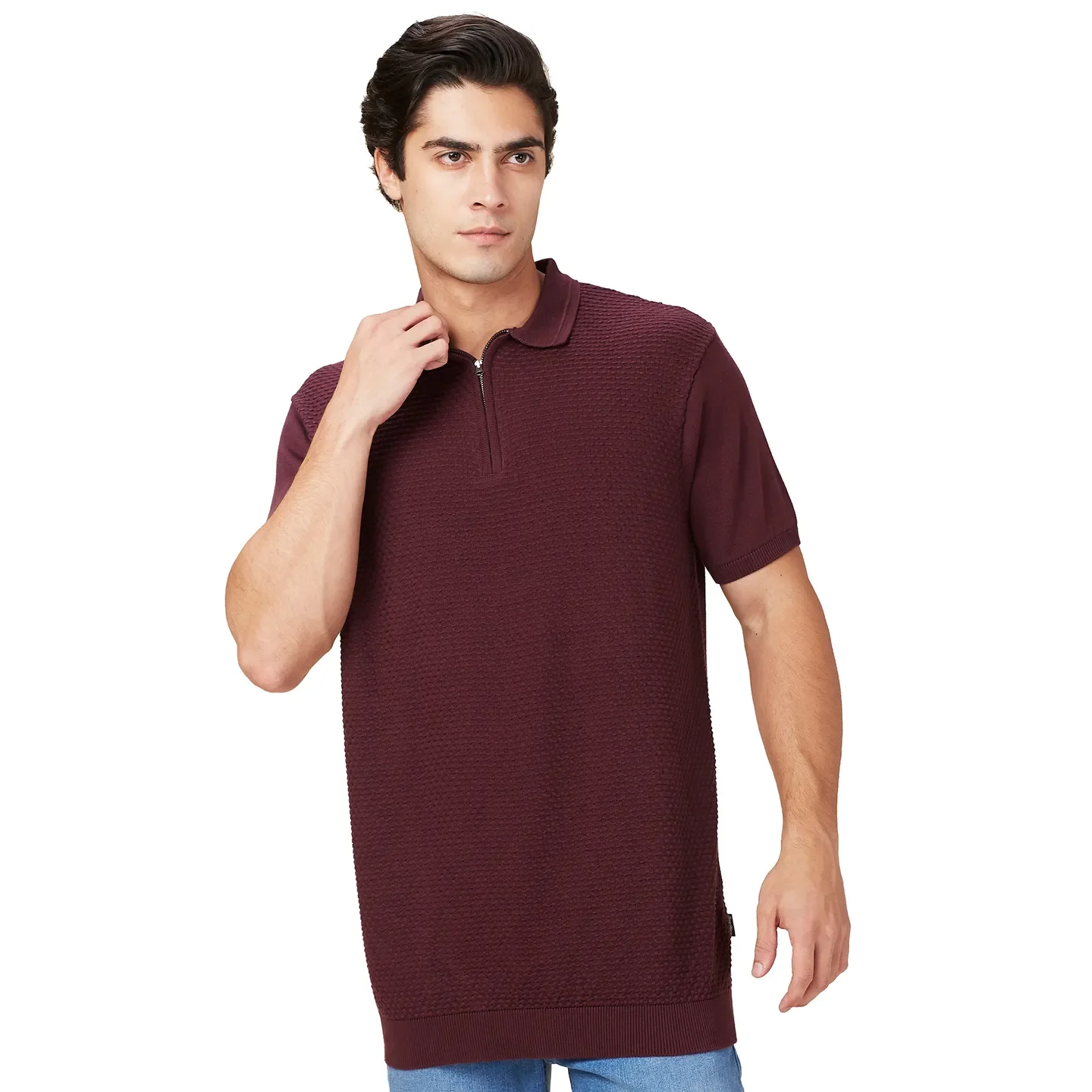 Wine Regular Fit Men's Polo T-Shirt by Being Human Clothing